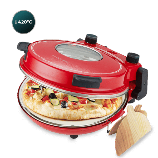 Imagen 3 Horno eléctrico para pizzas Fun Pizza&Co Mamma Mia Vista de 1200 W. Alcanza 420 ºC, incluye piedra antiadherente y ventana para control total del cocinado.