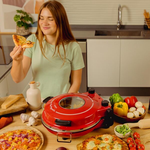 Imagen 6 Horno eléctrico para pizzas Fun Pizza&Co Mamma Mia Vista de 1200 W. Alcanza 420 ºC, incluye piedra antiadherente y ventana para control total del cocinado.