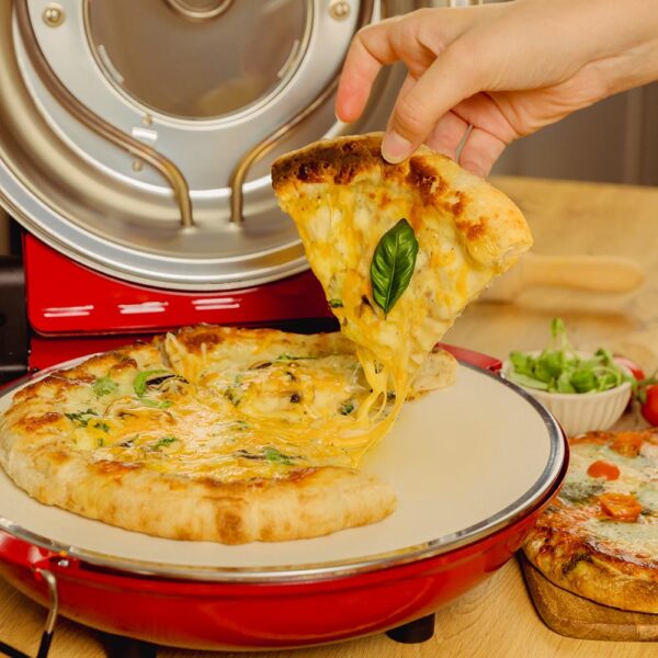 Imagen 7 Horno eléctrico para pizzas Fun Pizza&Co Mamma Mia Vista de 1200 W. Alcanza 420 ºC, incluye piedra antiadherente y ventana para control total del cocinado.