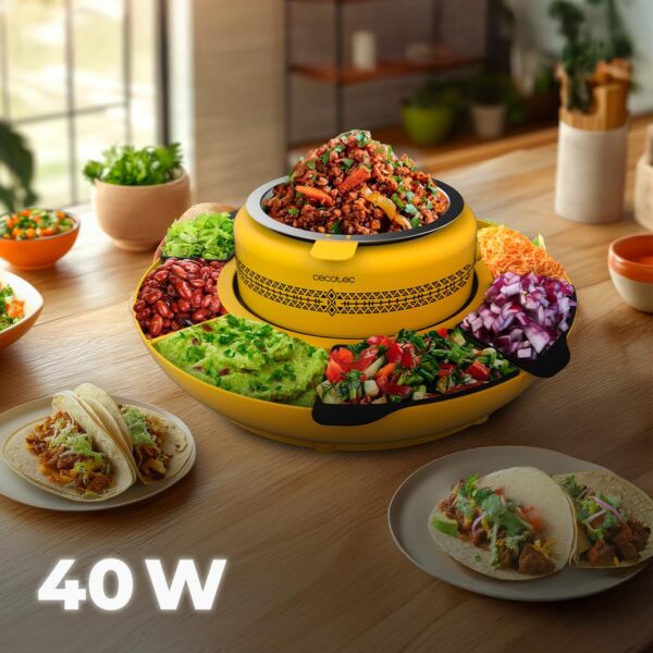 Imagen 4 Máquina para tacos Fun Taco ¡Ándale! con revestimiento RockStone y capacidad para 3 tortillas. 750 W de potencia, calentamiento rápido y placas antiadherentes.