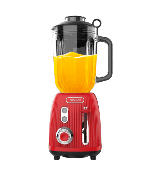 3882-Imagen-2 Imagen 2 Batidora de vaso Power Black Titanium RetroRed de 1200 W con cuchillas de titanio negro y jarra de cristal de 1,5 L para resultados profesionales.