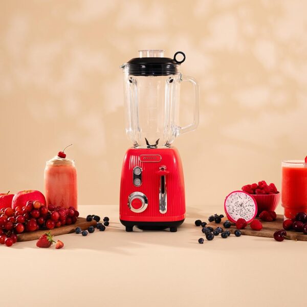 3882-Imagen-4 Imagen 4 Batidora de vaso Power Black Titanium RetroRed de 1200 W con cuchillas de titanio negro y jarra de cristal de 1,5 L para resultados profesionales.
