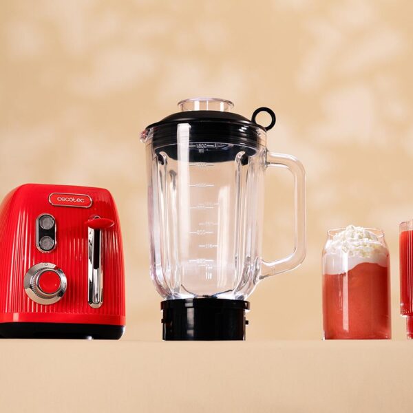 3882-Imagen-8 Imagen 8 Batidora de vaso Power Black Titanium RetroRed de 1200 W con cuchillas de titanio negro y jarra de cristal de 1,5 L para resultados profesionales.