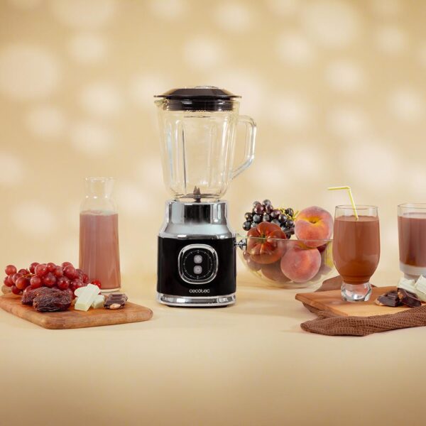 Imagen 3 Batidora de vaso retro de 800 W con cuchillas de titanio negro y jarra de 1 L. Combina potencia y diseño vintage para resultados perfectos en tu cocina.