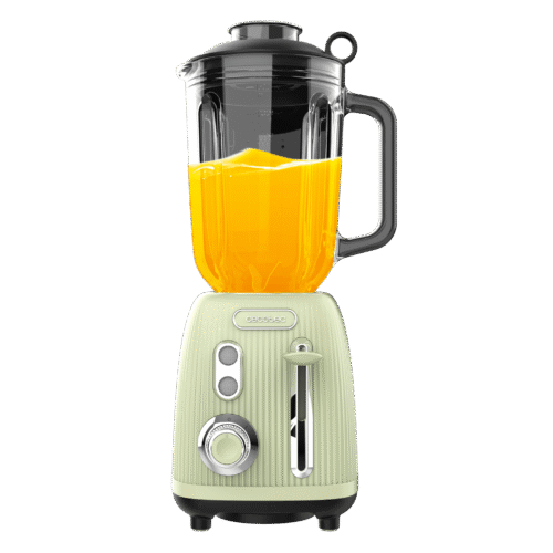 Imagen 2 Batidora de vaso Power Black Titanium RetroGreen de 1200W con jarra de cristal de 1,5L y cuchillas de titanio negro para batidos y mezclas perfectas.