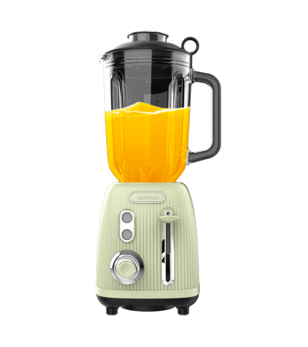 Imagen 2 Batidora de vaso Power Black Titanium RetroGreen de 1200W con jarra de cristal de 1,5L y cuchillas de titanio negro para batidos y mezclas perfectas.