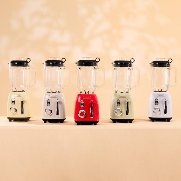 Imagen 4 Batidora de vaso Power Black Titanium RetroGreen de 1200W con jarra de cristal de 1,5L y cuchillas de titanio negro para batidos y mezclas perfectas.