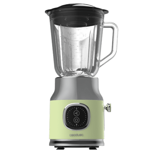 3934-Imagen-2 Imagen 2 Batidora RetroTwist Green de 800 W con diseño retro. Incluye jarra de 1 L y cuchillas con recubrimiento de titanio negro para triturar con máxima precisión.