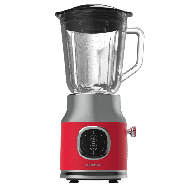 Imagen 2 Batidora de vaso RetroTwist Red de Cecotec con 800 W de potencia, jarra de 1 L y cuchillas de titanio negro. Diseño vintage y eficiencia para tus recetas diarias.
