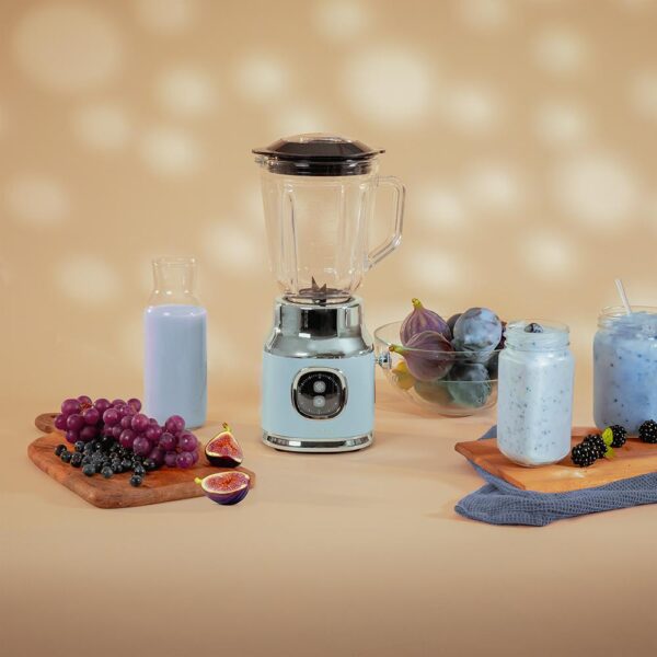 Imagen 3 Batidora de vaso retro de 800W con jarra de 1L y cuchillas de titanio negro. Triturado eficiente y diseño vintage para resultados homogéneos en cada receta.