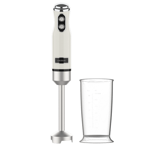 Imagen 2 Batidora de mano Cecotec Power RetroBeige 1200MAX con 1200 W de potencia y diseño retro. Incluye cuchillas de titanio negro y regulador de velocidad preciso.
