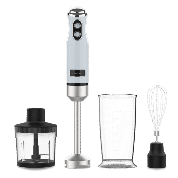 Imagen 2 Batidora de mano retro de 1200 W con cuchillas de titanio negro y velocidad ajustable. Resultados profesionales con un diseño vintage exclusivo en color azul.