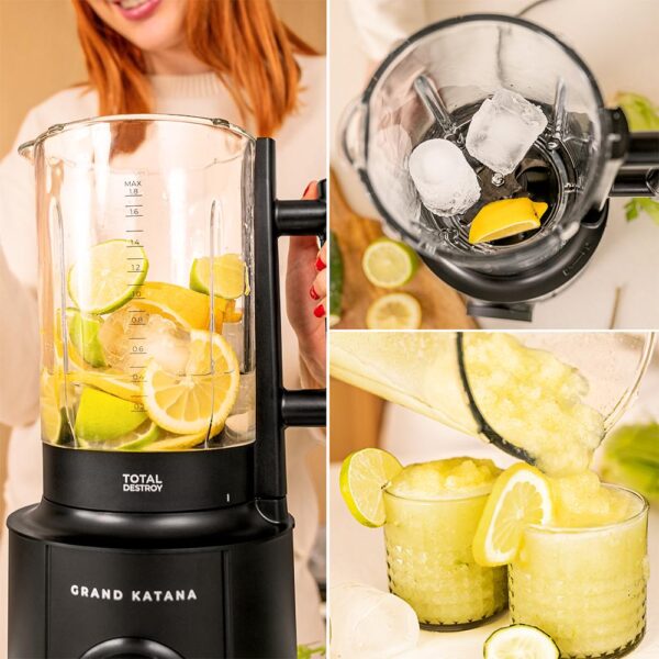 Imagen 6 Batidora Cecotec Grand Katana 2700Max con tecnología Total Destroy, 2700 W de potencia, jarra de vidrio de 1,8 L, cuchillas contracortantes y pantalla LED.