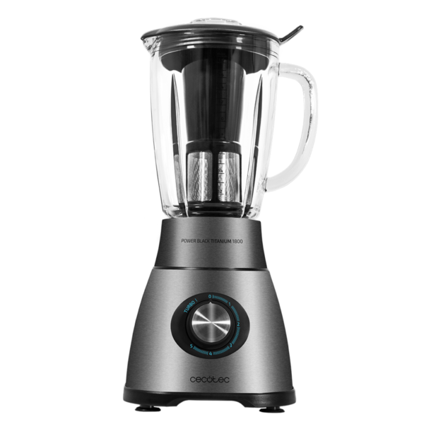 4100-Imagen-2 Imagen 2 Batidora de vaso Power Black Titanium 1800 de 1800 W con jarra termorresistente de 2,1 L y cuchillas de titanio negro para batidos y picar hielo perfectos.