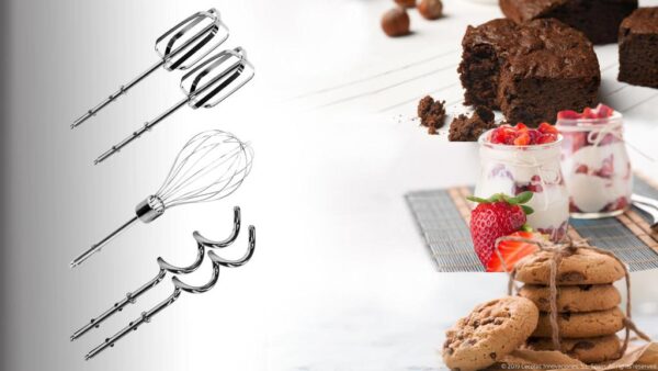 Imagen 3 Batidora de varillas Cecotec PowerTwist 500 de 500 W con 5 niveles de velocidad, función turbo y accesorios para batir, amasar y montar con gran ergonomía.