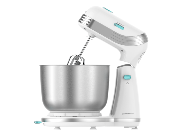 Imagen 3 Batidora amasadora Cecomixer Easy White de 250 W con 6 velocidades y 5 funciones. Incluye bol de acero inoxidable de 3 L y movimiento planetario para repostería.