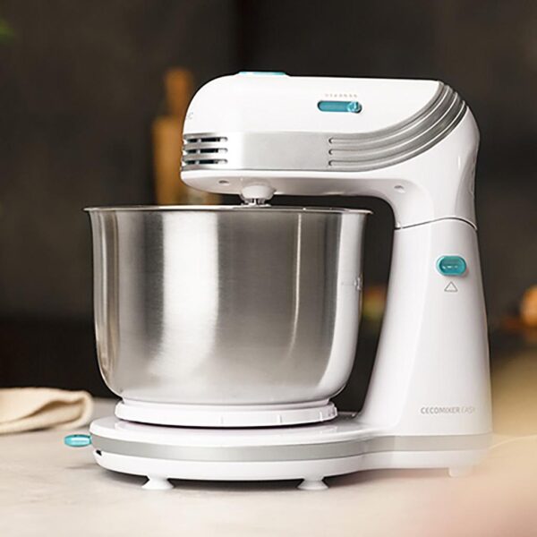 Imagen 4 Batidora amasadora Cecomixer Easy White de 250 W con 6 velocidades y 5 funciones. Incluye bol de acero inoxidable de 3 L y movimiento planetario para repostería.