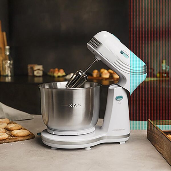 Imagen 7 Batidora amasadora Cecomixer Easy White de 250 W con 6 velocidades y 5 funciones. Incluye bol de acero inoxidable de 3 L y movimiento planetario para repostería.