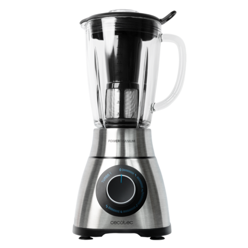 Imagen 2 Batidora de vaso de 1300 W con cuchilla de 6 hojas de titanio negro y 1,8 L de capacidad. Incluye filtro para licuados y jarra de cristal termorresistente.