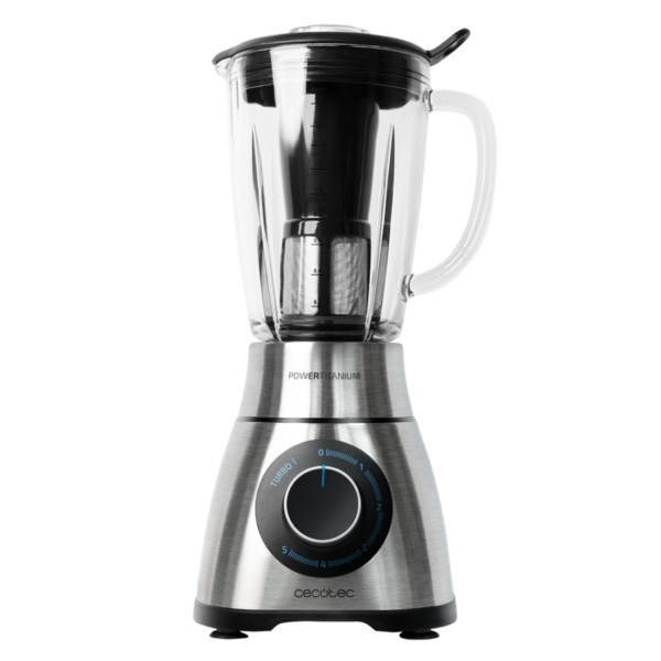 Imagen 2 Batidora de vaso de 1300 W con cuchilla de 6 hojas de titanio negro y 1,8 L de capacidad. Incluye filtro para licuados y jarra de cristal termorresistente.