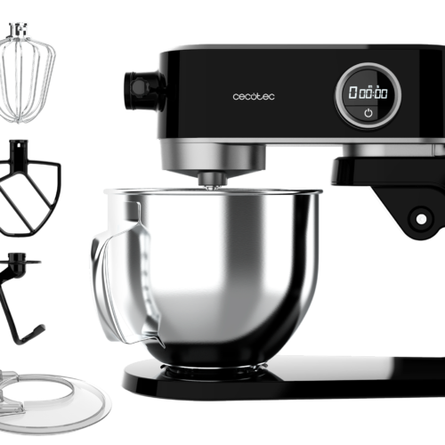 Imagen 2 Batidora amasadora Twist&Fusion 4000 Luxury Black con motor DC de 800 W, cuerpo de aluminio fundido y bol de 5,2 L. Ideal para repostería profesional en casa.