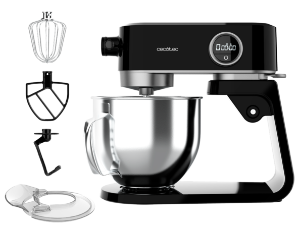 Imagen 2 Batidora amasadora Twist&Fusion 4000 Luxury Black con motor DC de 800 W, cuerpo de aluminio fundido y bol de 5,2 L. Ideal para repostería profesional en casa.