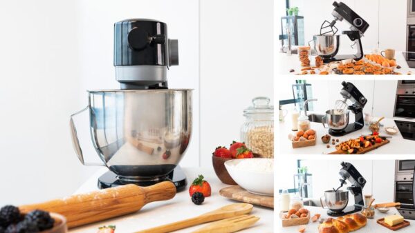 Imagen 4 Batidora amasadora Twist&Fusion 4000 Luxury Black con motor DC de 800 W, cuerpo de aluminio fundido y bol de 5,2 L. Ideal para repostería profesional en casa.