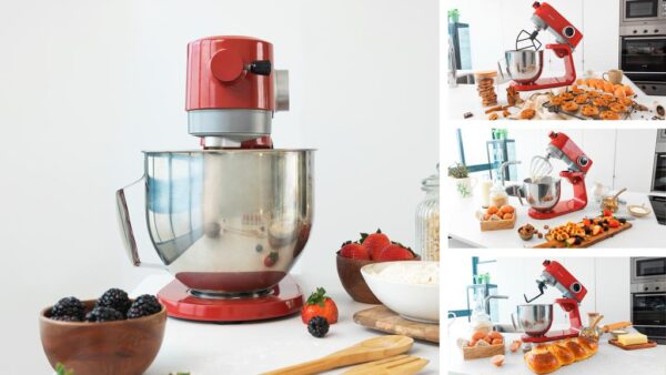 Imagen 4 Batidora amasadora Cecotec Twist&Fusion 4000 Luxury Red de 800 W con motor DC, cuerpo de aluminio fundido, 8 velocidades y bol de acero inoxidable de 5,2 litros.