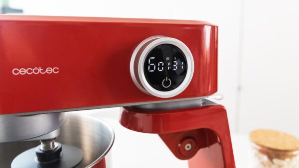 Imagen 5 Batidora amasadora Cecotec Twist&Fusion 4000 Luxury Red de 800 W con motor DC, cuerpo de aluminio fundido, 8 velocidades y bol de acero inoxidable de 5,2 litros.