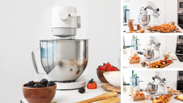 Imagen 4 Batidora amasadora Cecotec Twist&Fusion 4000 Luxury White con motor DC de 800W, cuerpo de aluminio fundido, 8 velocidades y bol de acero inoxidable de 5,2 L.