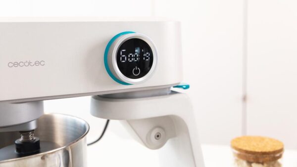 Imagen 5 Batidora amasadora Cecotec Twist&Fusion 4000 Luxury White con motor DC de 800W, cuerpo de aluminio fundido, 8 velocidades y bol de acero inoxidable de 5,2 L.