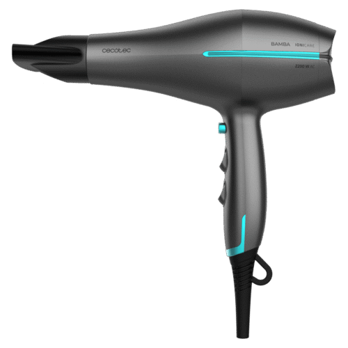 Imagen 2 Secador de pelo iónico Bamba IoniCare 5300 Maxi Aura Black de 2200 W con motor AC. Incluye difusor, concentrador y función de aire frío para un acabado profesional.