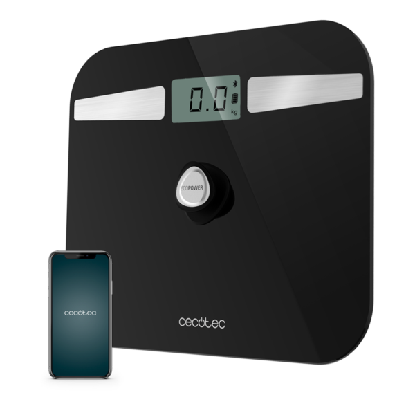 Imagen 3 Báscula de baño Cecotec Surface Precision EcoPower 10200 Smart Healthy Black sin pilas. Vidrio templado, alta precisión y conexión APP para control de peso.