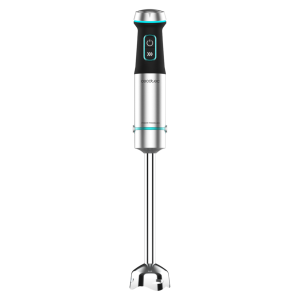 Imagen 2 Batidora de mano Cecotec Power TitanBlack 1200 XL de 1200 W con tecnología CrossBlades de 4 hojas, pie extralargo, campana antisalpicaduras y vaso de 800 ml.