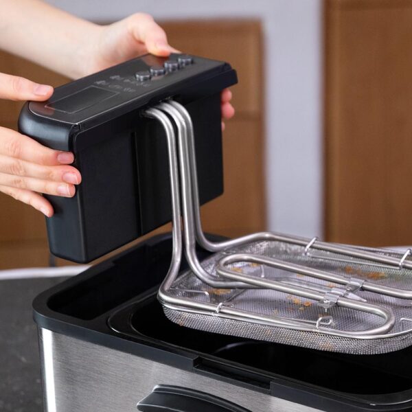 Imagen 4 Freidora CleanFry Luxury 3000 de 3,2 L y 2400 W. Acero inoxidable, filtro OilClean, 5 programas y tapa con ventana. Frituras crujientes y limpias de forma fácil.