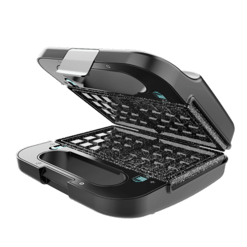 Imagen 2 Sandwichera 4 en 1 Cecotec de 1000 W con revestimiento RockStone. Incluye placas intercambiables para sándwiches, gofres y grill. Acabados en acero inoxidable.