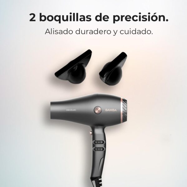 Imagen 7 Secador Cecotec Bamba IoniCare Harmony de 2600 W con motor AC, tecnología de iones reales y difusor. Logra un cabello brillante, sin encrespamiento y profesional.