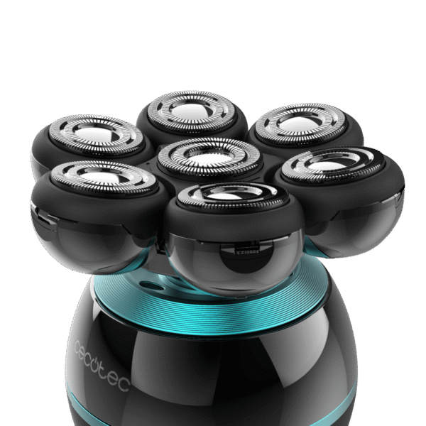 Imagen 3 Afeitadora de cabeza Cecotec Bamba PrecisionCare Skull Shaver con 7 cuchillas flotantes, pantalla digital y base de carga para un afeitado apurado.