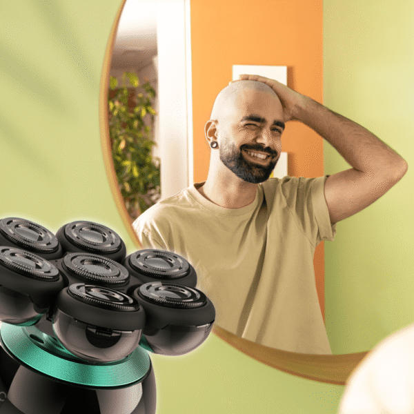 Imagen 4 Afeitadora de cabeza Cecotec Bamba PrecisionCare Skull Shaver con 7 cuchillas flotantes, pantalla digital y base de carga para un afeitado apurado.