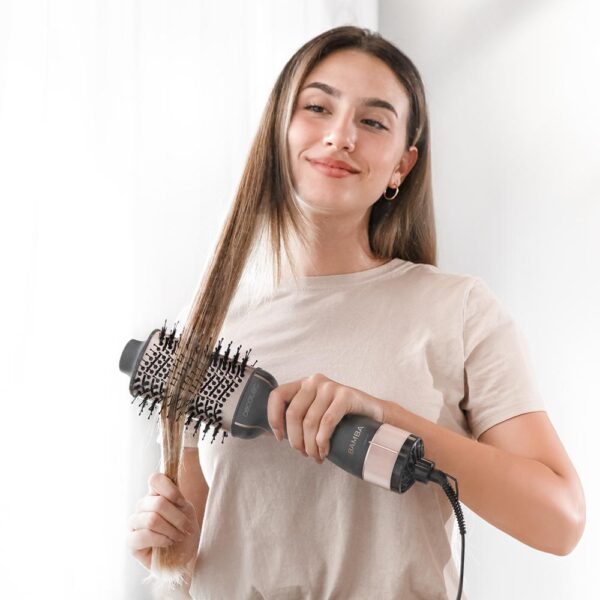 Imagen 4 Cepillo alisador de aire Bamba CeramicCare Single con 1200 W, revestimiento cerámico y 3 temperaturas para un cabello suave, brillante y sin encrespamiento.