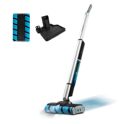 Imagen 2 Fregona eléctrica Cecotec con doble rodillo Wet Jalisco, 40 min de autonomía, spray pulverizador y base de autolimpieza. Limpieza impecable en una sola pasada.