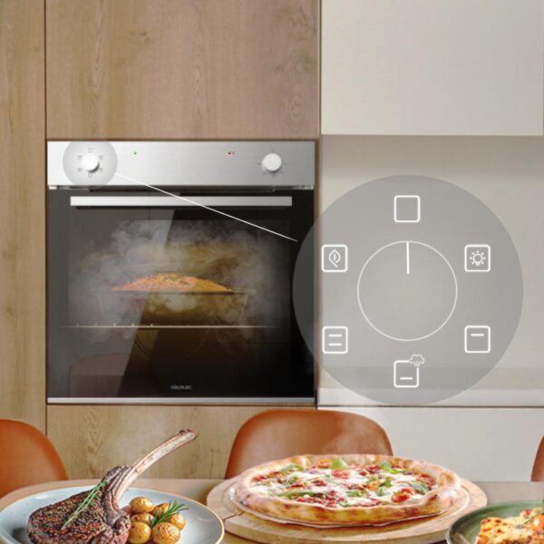 Imagen 8 Horno integrable Cecotec Bolero Hexa C126400 Line A con 80L de capacidad, 5 funciones y 2800W de potencia. Máxima eficiencia energética clase A para tu cocina.