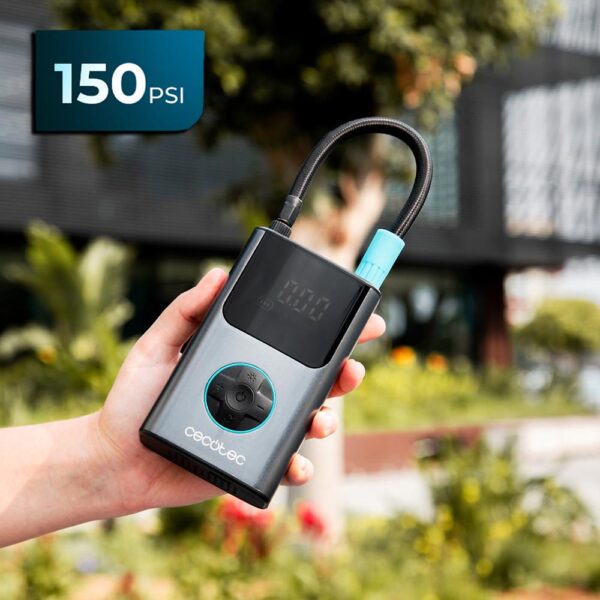 Imagen 8 Inflador eléctrico portátil Cecotec Air Max con batería de 4000 mAh y 7.4V. Ideal para neumáticos de coche, moto, bicis y balones con máxima precisión y rapidez.
