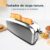 Imagen 4 Tostadora de acero inoxidable con 850 W y ranura larga para panes gruesos. Incluye soporte para panecillos, 7 niveles de tostado y bandeja recogemigas extraíble.