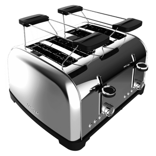Imagen 2 Tostador de acero inoxidable con 4 ranuras y 1700 W. Incluye soporte para panecillos, 6 niveles de tostado y bandeja recogemigas para un uso eficiente.