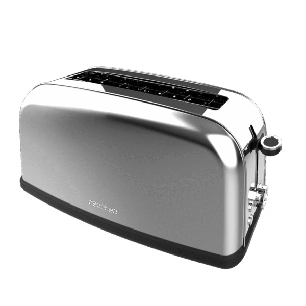 Imagen 2 Tostador de acero inoxidable con 850 W y ranura larga para rebanadas gruesas. Incluye soporte para bollería, bandeja recogemigas y 7 niveles de tostado.