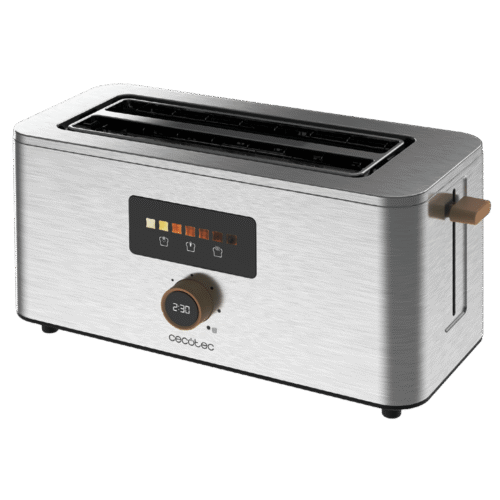 Imagen 2 Tostador Cecotec Touch&Toast Extra Double de 1500 W con pantalla táctil. Doble ranura larga para 4 tostadas, acabado en acero y funciones preconfiguradas.