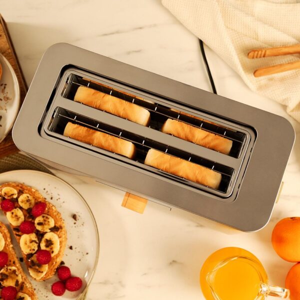 Imagen 7 Tostador Cecotec Touch&Toast Extra Double de 1500 W con pantalla táctil. Doble ranura larga para 4 tostadas, acabado en acero y funciones preconfiguradas.