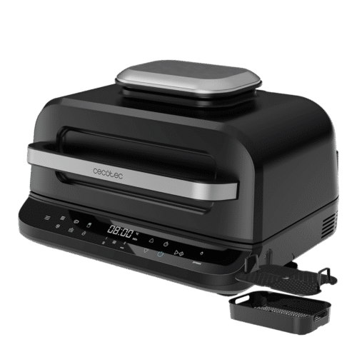 Vista frontal del microondas digital Cecotec Proclean 2500 con panel de control táctil y mando giratorio