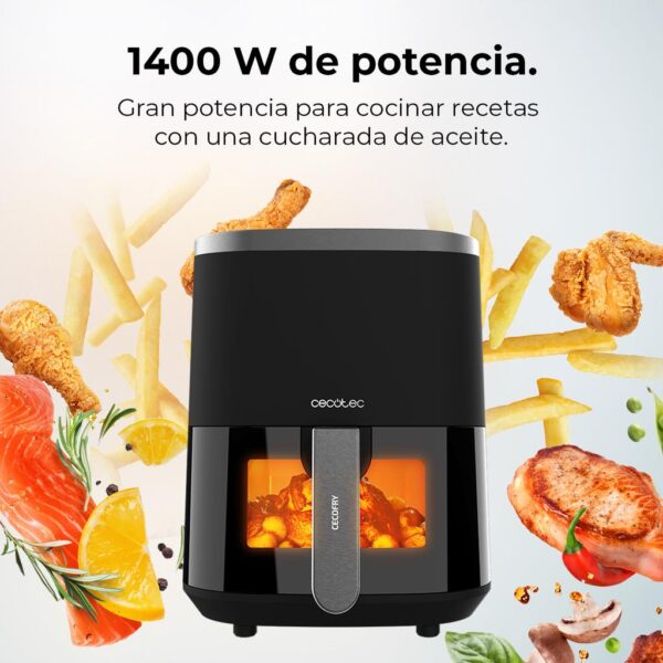 Imagen 5 Freidora de aire digital de 4 L y 1400 W con ventana de visualización. Cocina recetas sanas con tecnología PerfectCook y 9 modos automáticos.